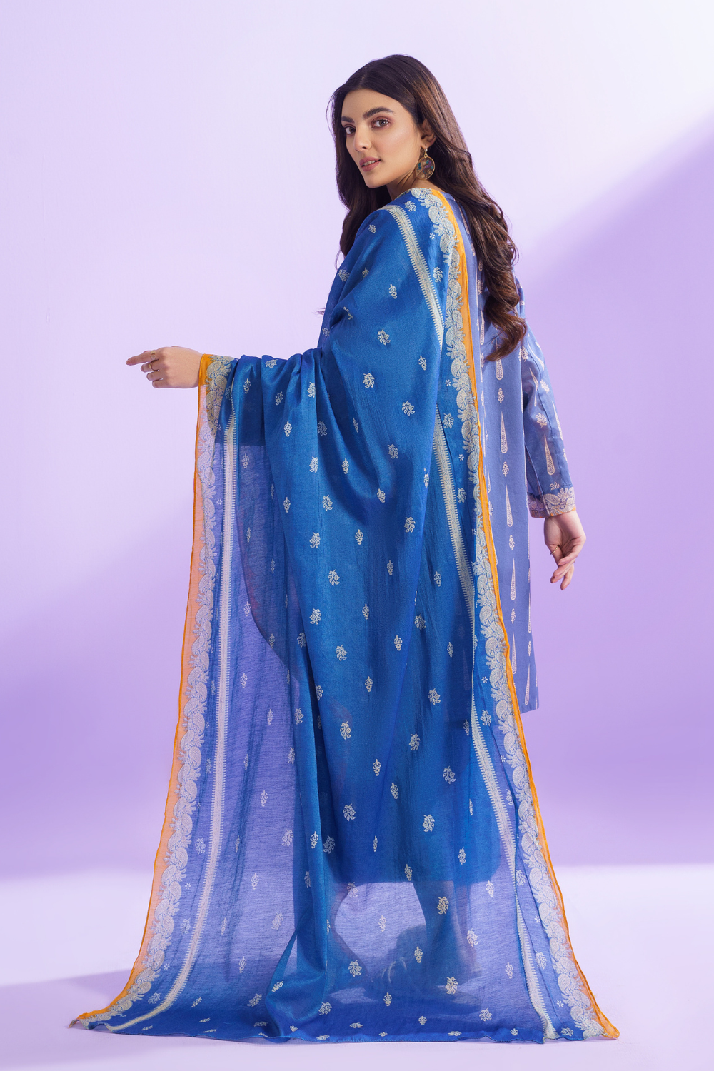 3 PC Unstitched | Printed Lawn Shirt + Trouser | Cotton Silk Dupatta