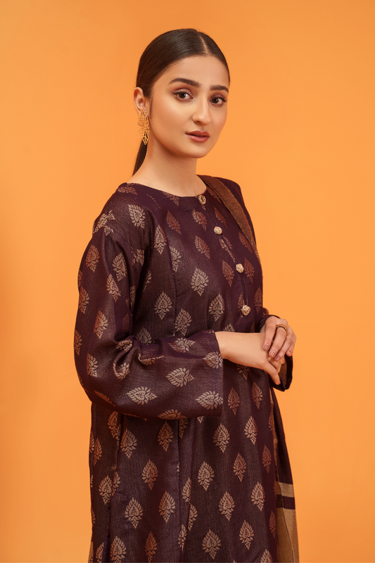 3 PC Unstitched | Jacquard Shirt + Banarsi Dupatta + Lawn Trouser