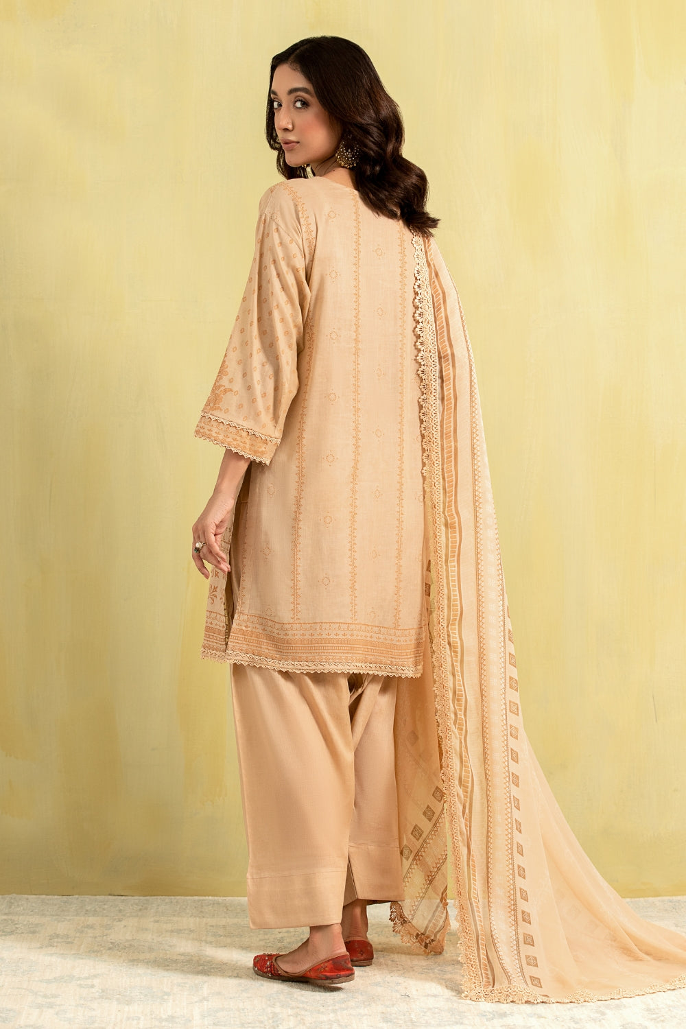 3PC Unstitched | Paste Printed Lawn Shirt + Chiffon Dupatta+Trouser