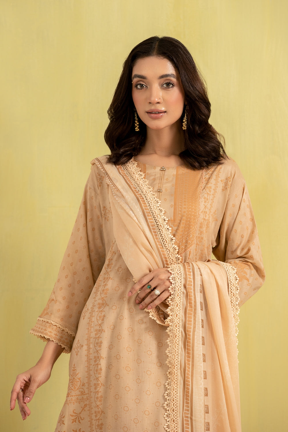 3PC Unstitched | Paste Printed Lawn Shirt + Chiffon Dupatta+Trouser