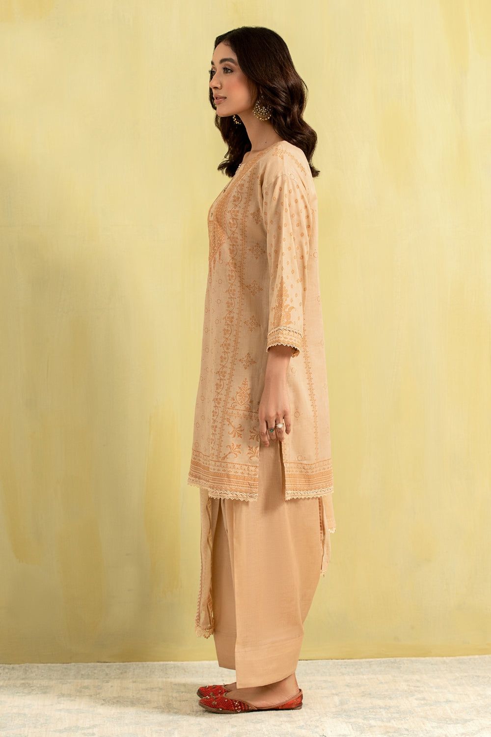 3PC Unstitched | Paste Printed Lawn Shirt + Chiffon Dupatta+Trouser
