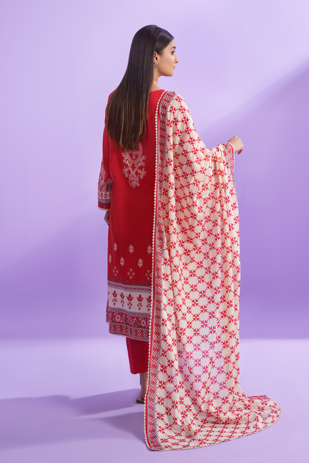 3PC Unstitched | Embroidered Lawn Shirt + Dupatta + Dyed Trouser
