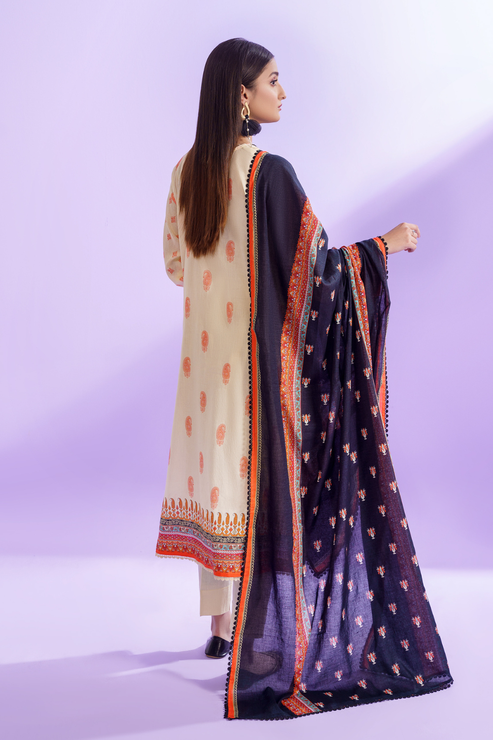 3PC Unstitched | Embroidered Lawn Shirt + Dupatta + Dyed Trouser