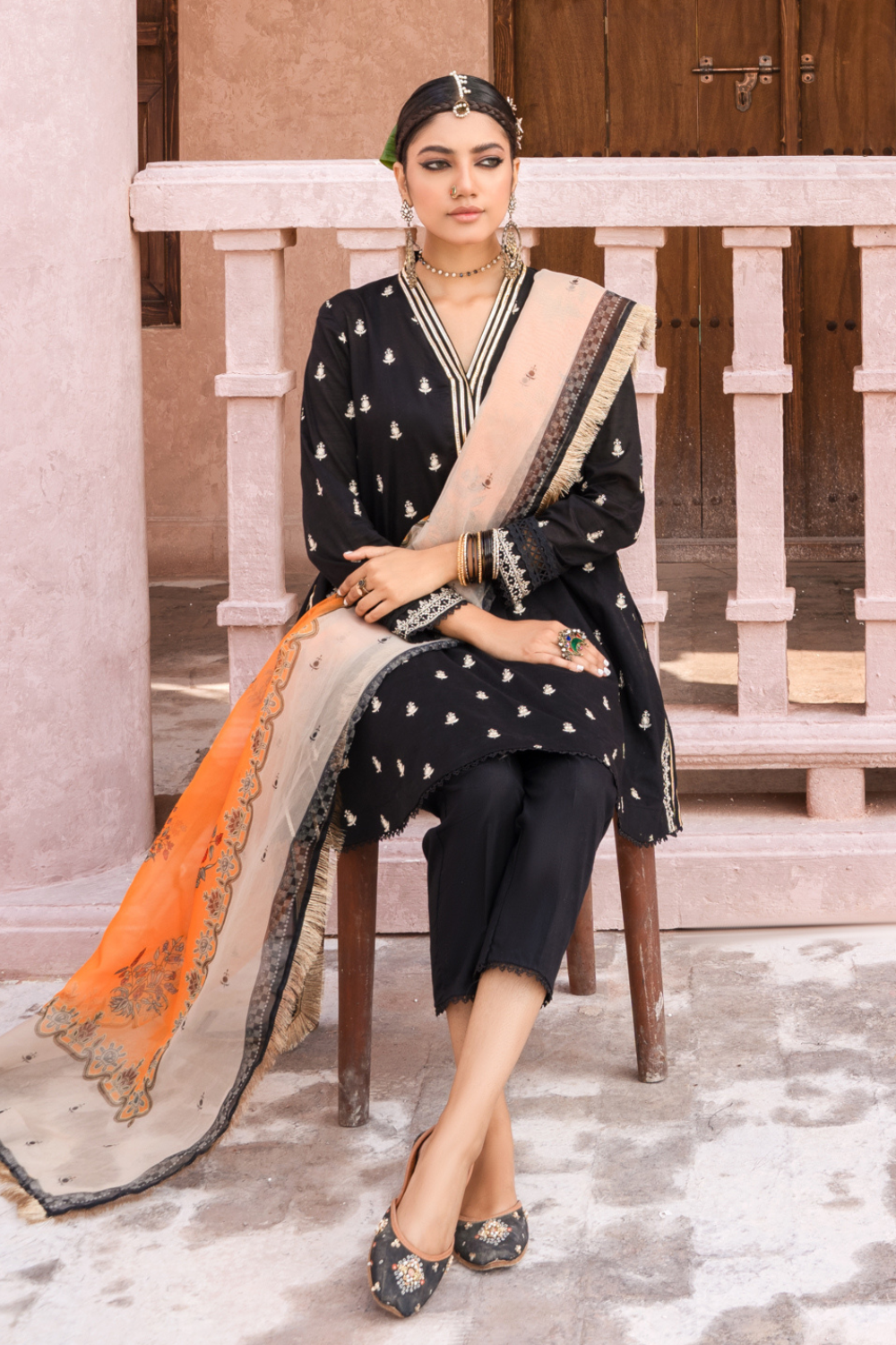 3PC Unstitched | Embroidered Lawn Shirt+Trouser + Organza Dupatta