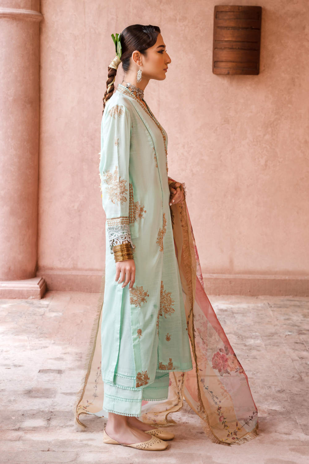3PC Unstitched | Embroidered Lawn Shirt+Trouser + Organza Dupatta