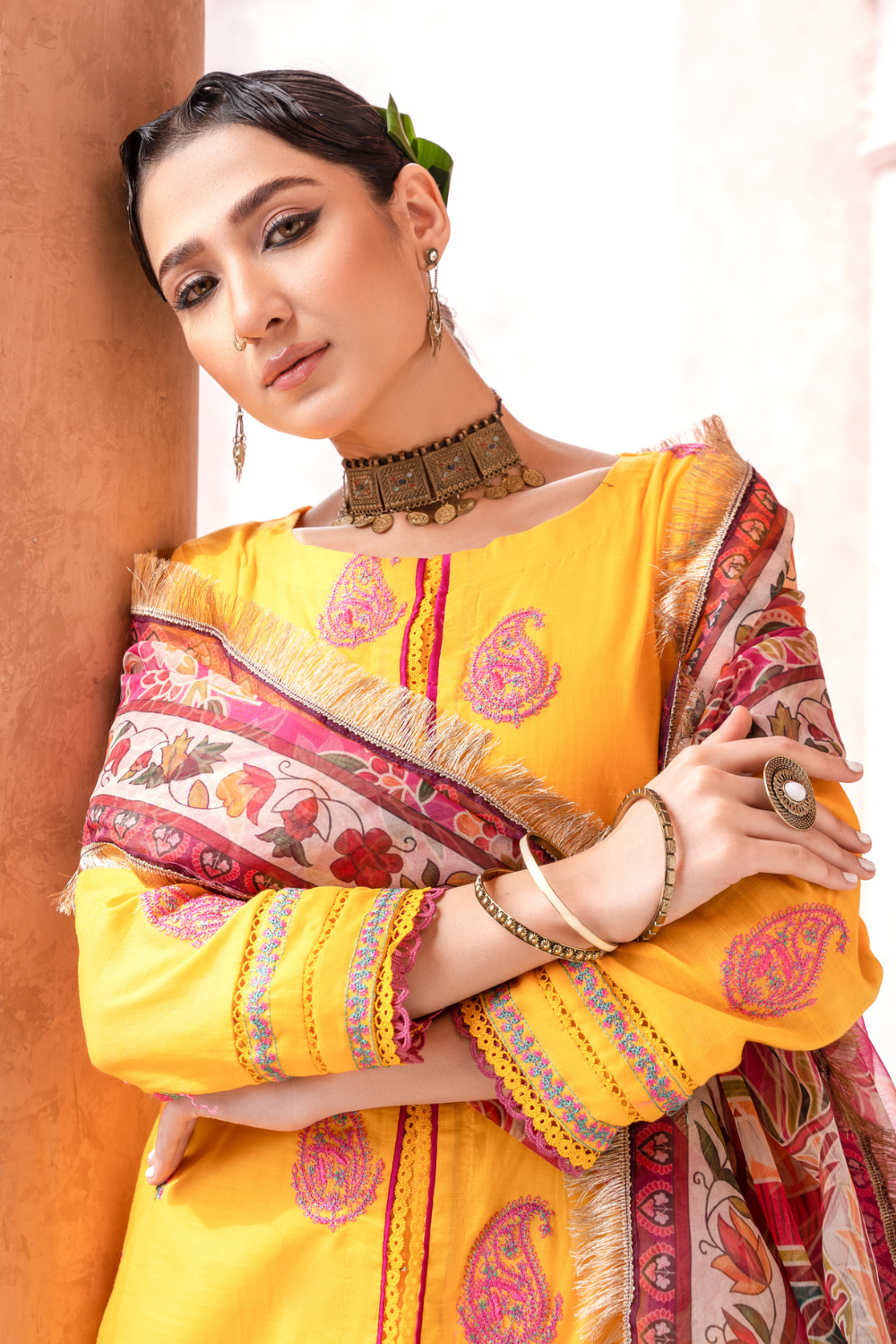 3PC Unstitched | Embroidered Lawn Shirt+Trouser + Organza Dupatta