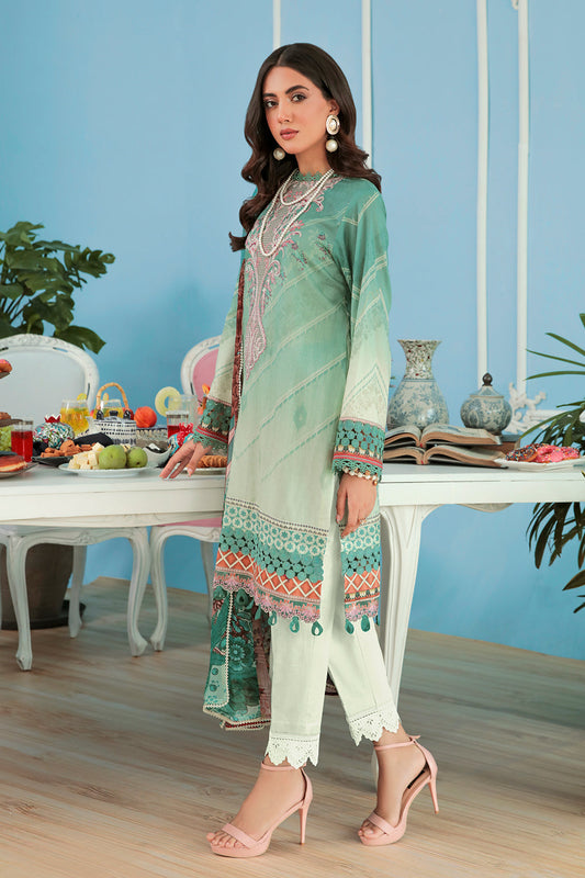 3PC Unstitched Printed + Embroidered Suit