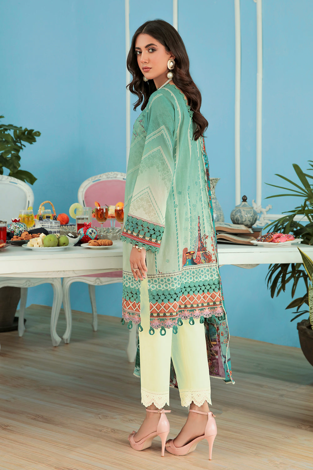 3PC Unstitched Printed + Embroidered Suit