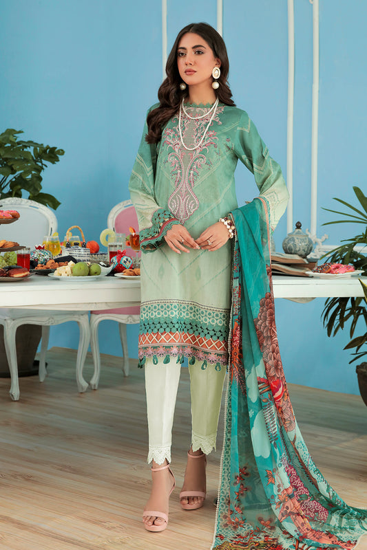 3PC Unstitched Printed + Embroidered Suit