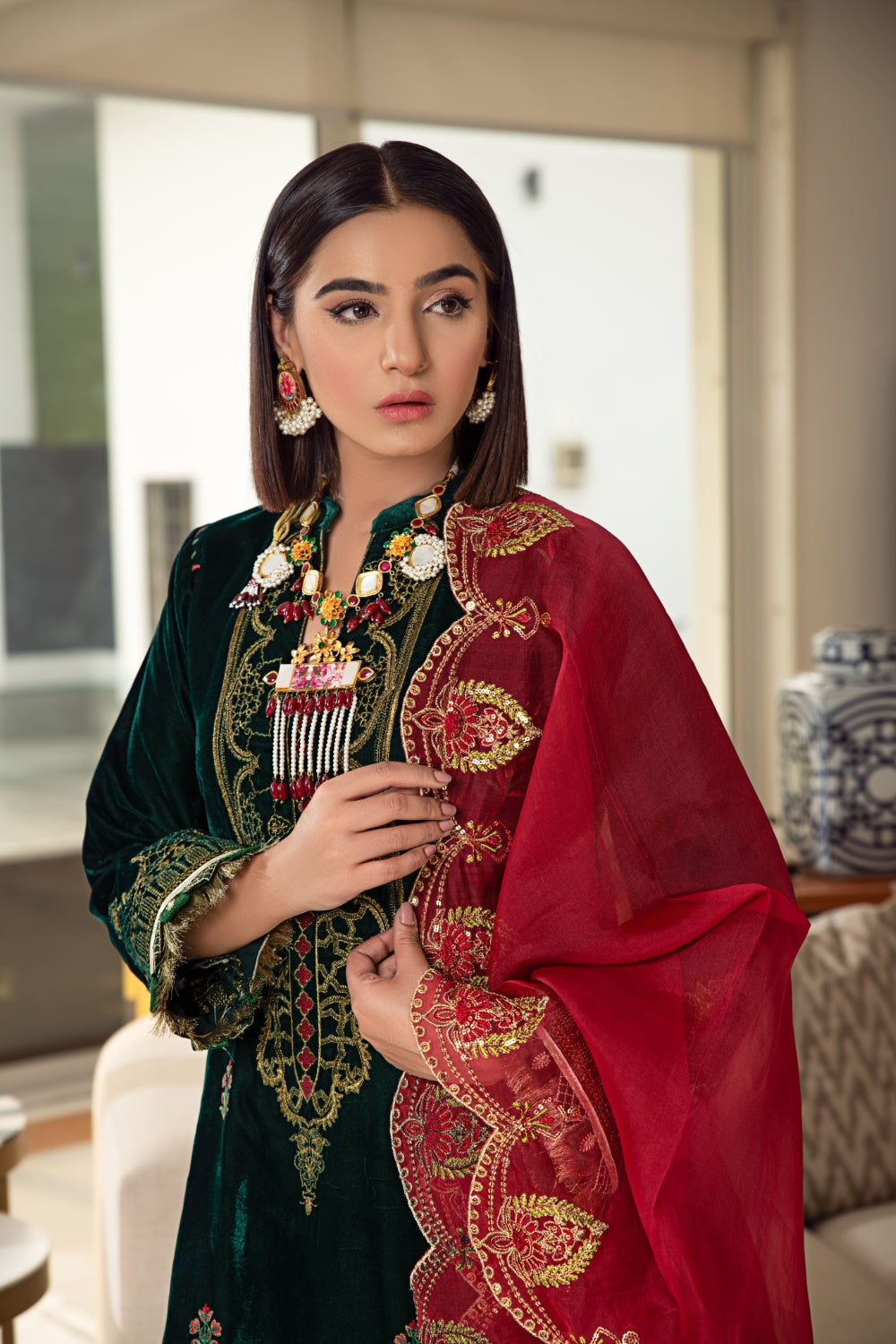 3 PC Unstitched Embroidered Suit