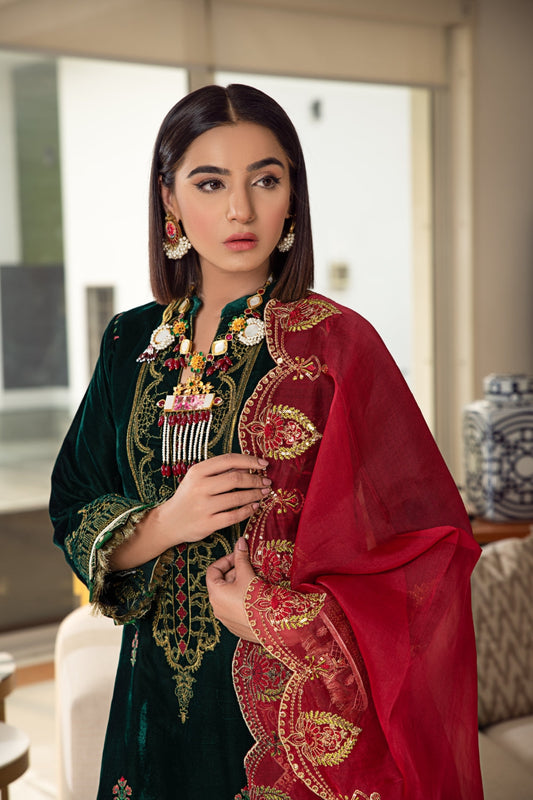 3 PC Unstitched Embroidered Suit