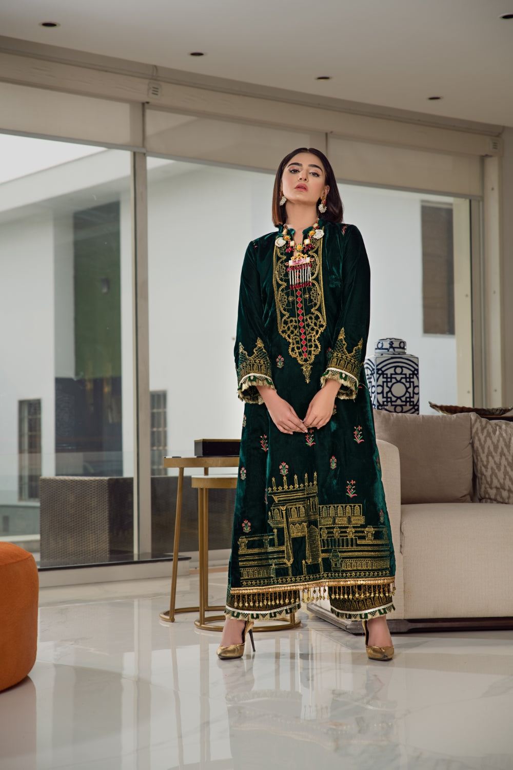 3 PC Unstitched Embroidered Suit