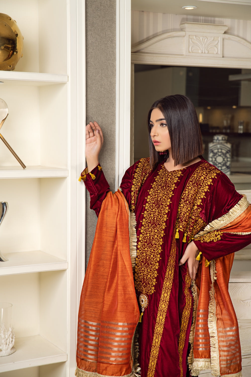 3 PC Unstitched Embroidered Suit