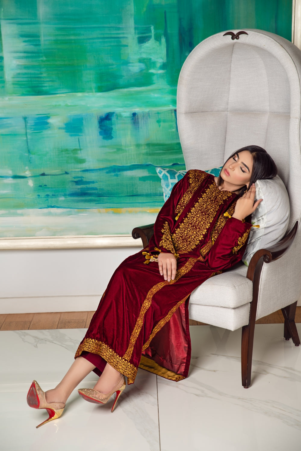 3 PC Unstitched Embroidered Suit