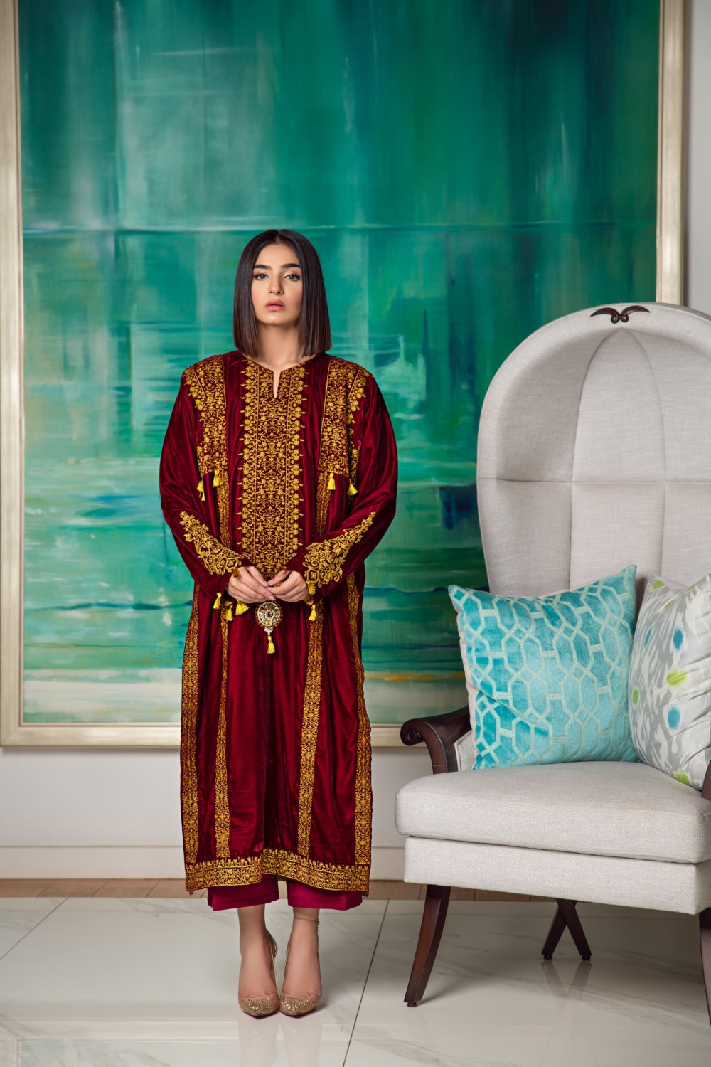 3 PC Unstitched Embroidered Suit