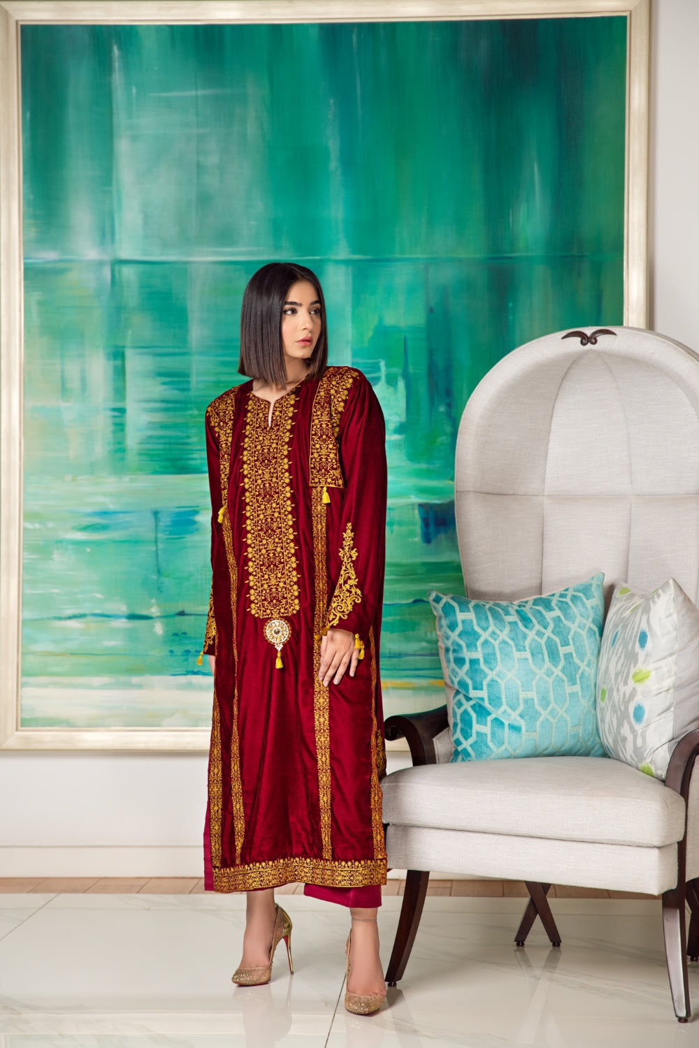 3 PC Unstitched Embroidered Suit