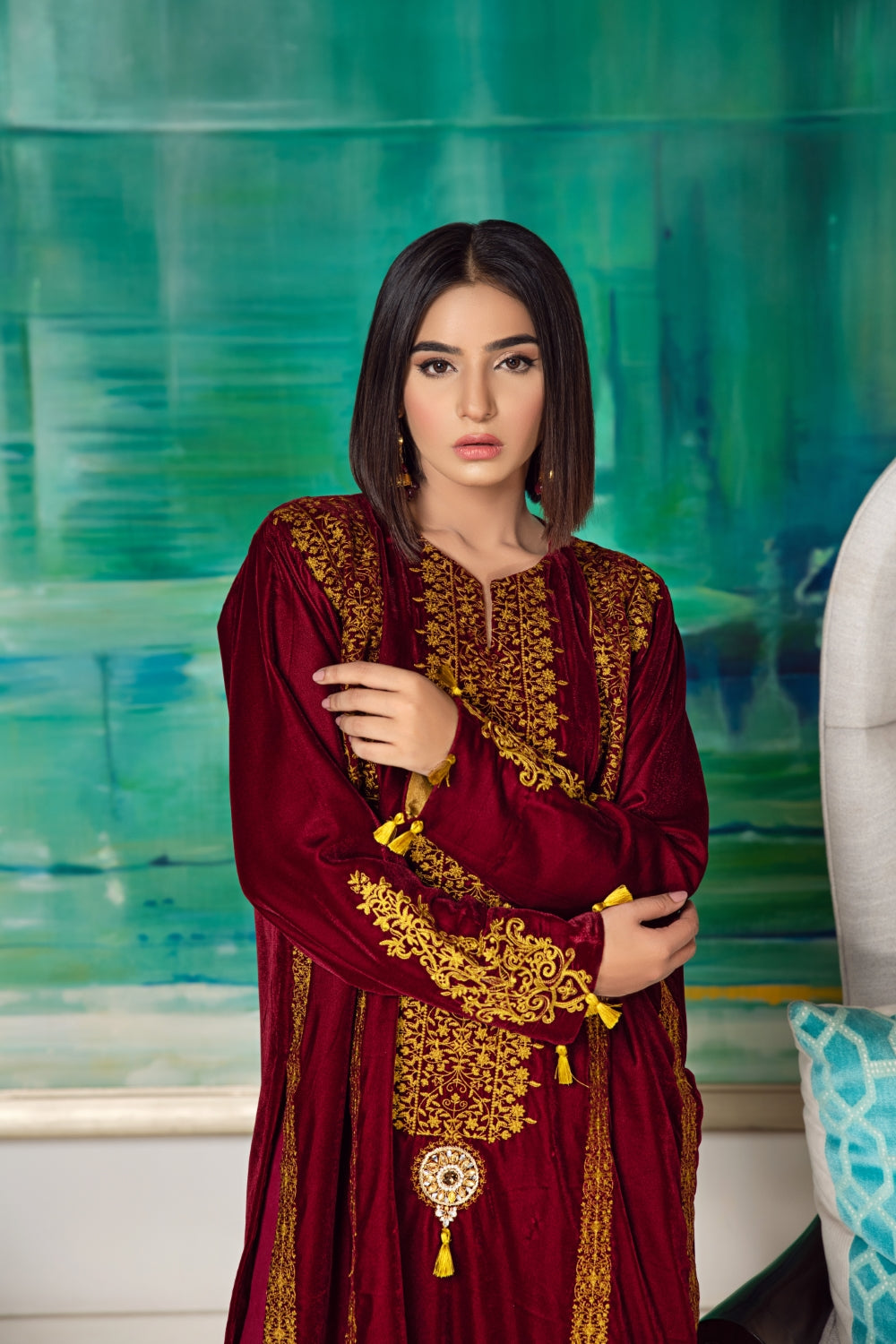 3 PC Unstitched Embroidered Suit