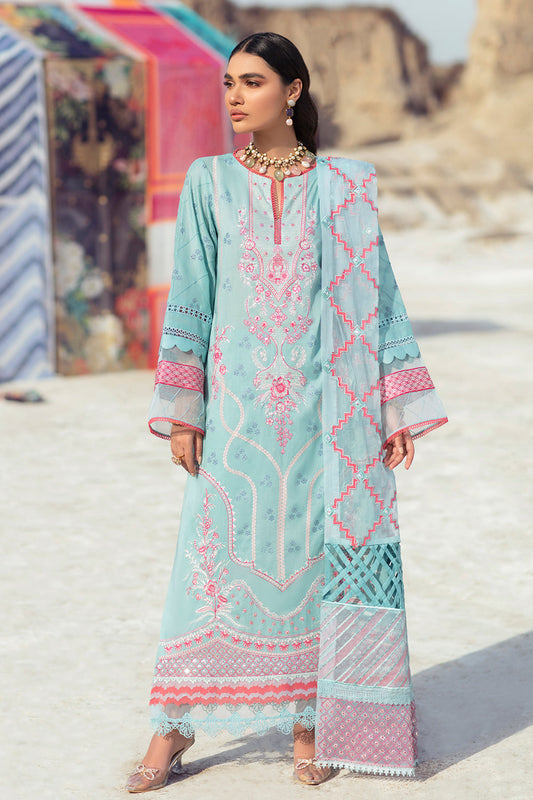 3 PC Unstitched Embroidered Shirt + Embroidered Organza Dupatta + Dyed Cambric Trouser
