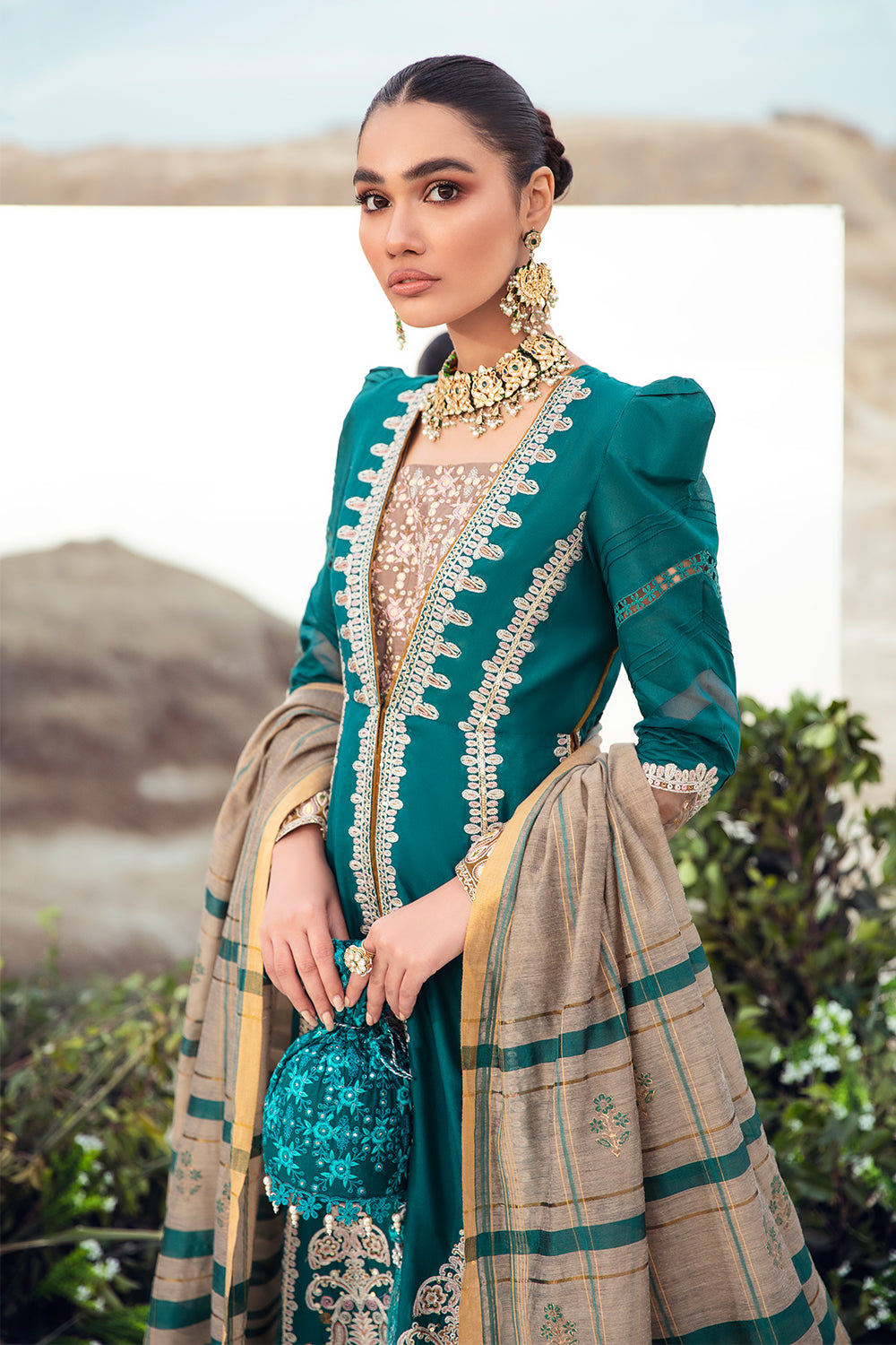 3 PC Unstitched Embroidered Shirt | Yarn Dyed Khadi Dupatta