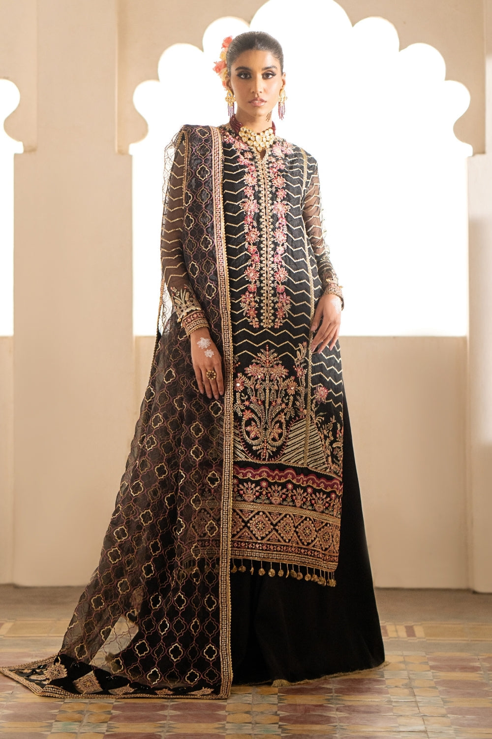 Dilnaz 3PC Unstitched | Embroidered Luxury Formal Dress