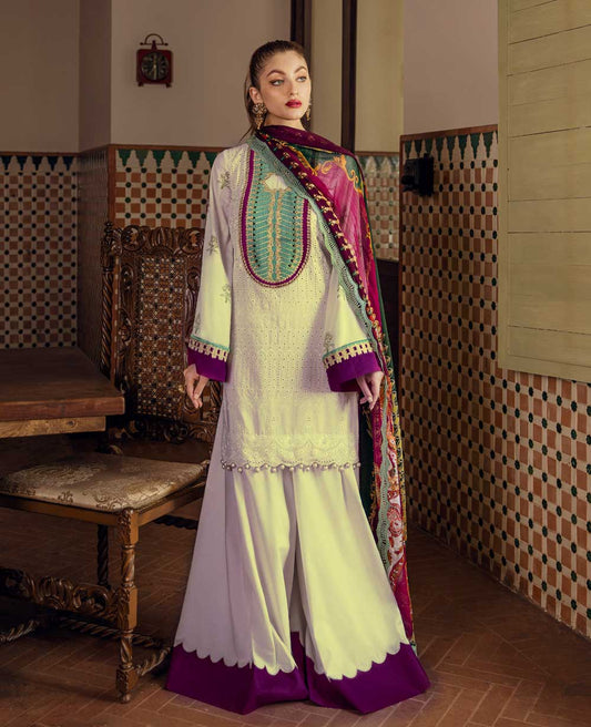 3 PC Unstitched Embroidered Lawn Suit | Chiffon Dupatta