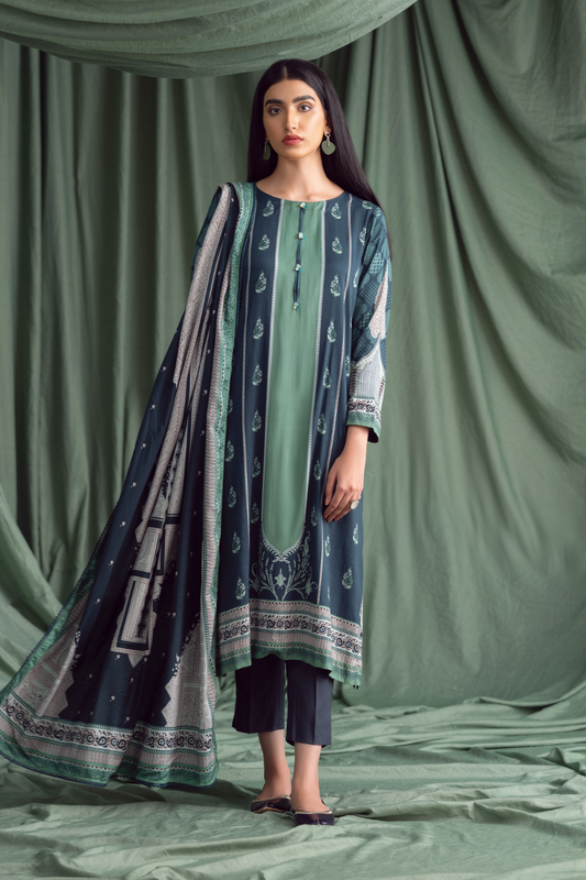 3PC Unstitched | Printed Linen Suit