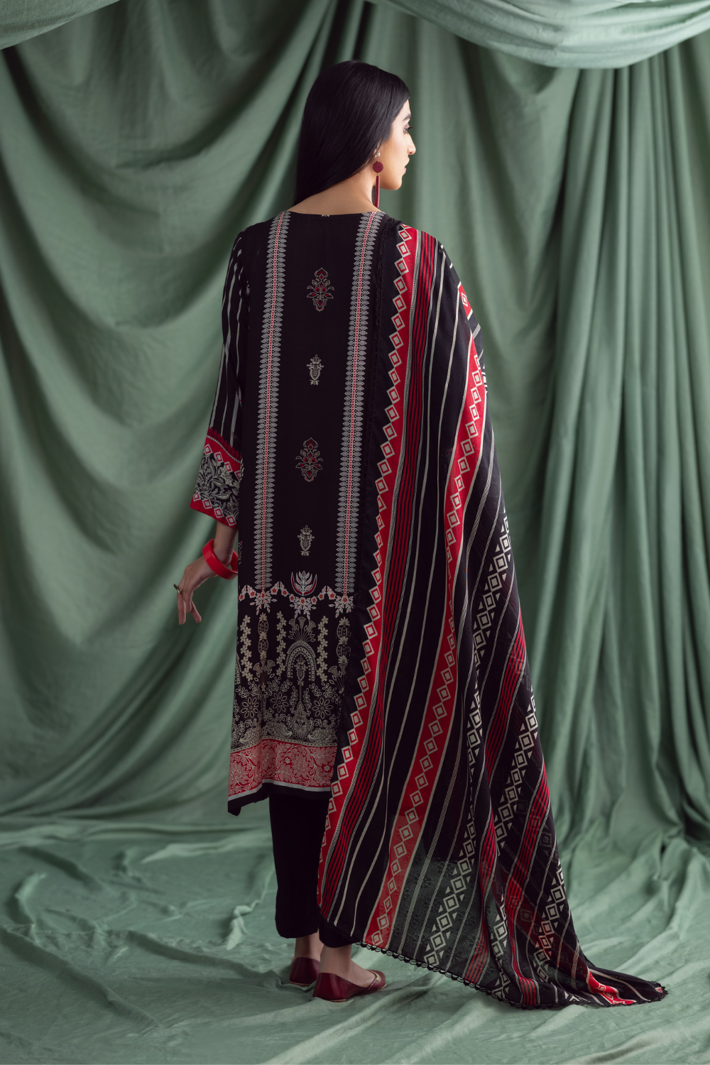 3PC Unstitched | Printed Linen Suit | Jacquard Dupatta