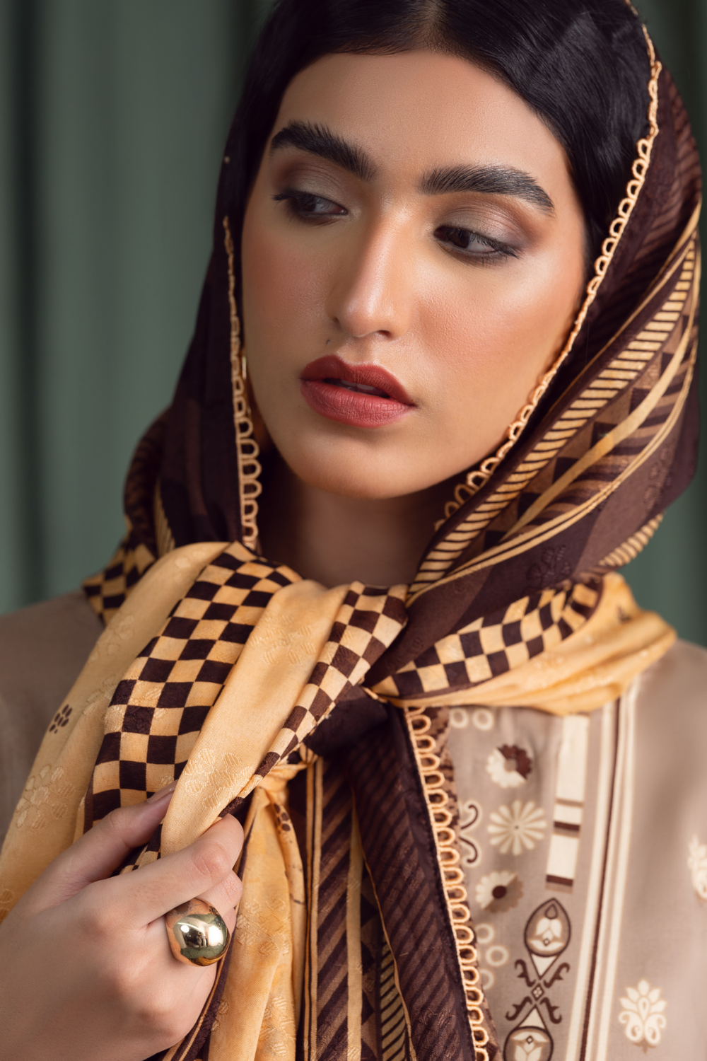 3PC Unstitched | Printed Linen Suit | Jacquard Dupatta