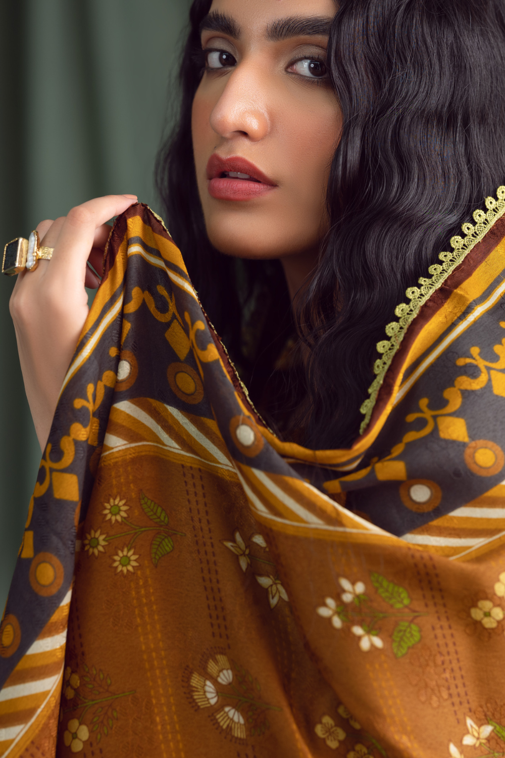 3PC Unstitched | Printed Linen Suit | Jacquard Dupatta