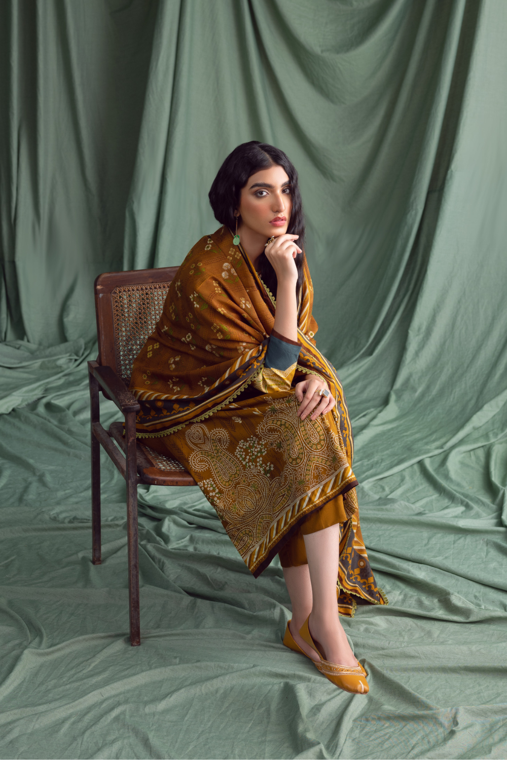 3PC Unstitched | Printed Linen Suit | Jacquard Dupatta