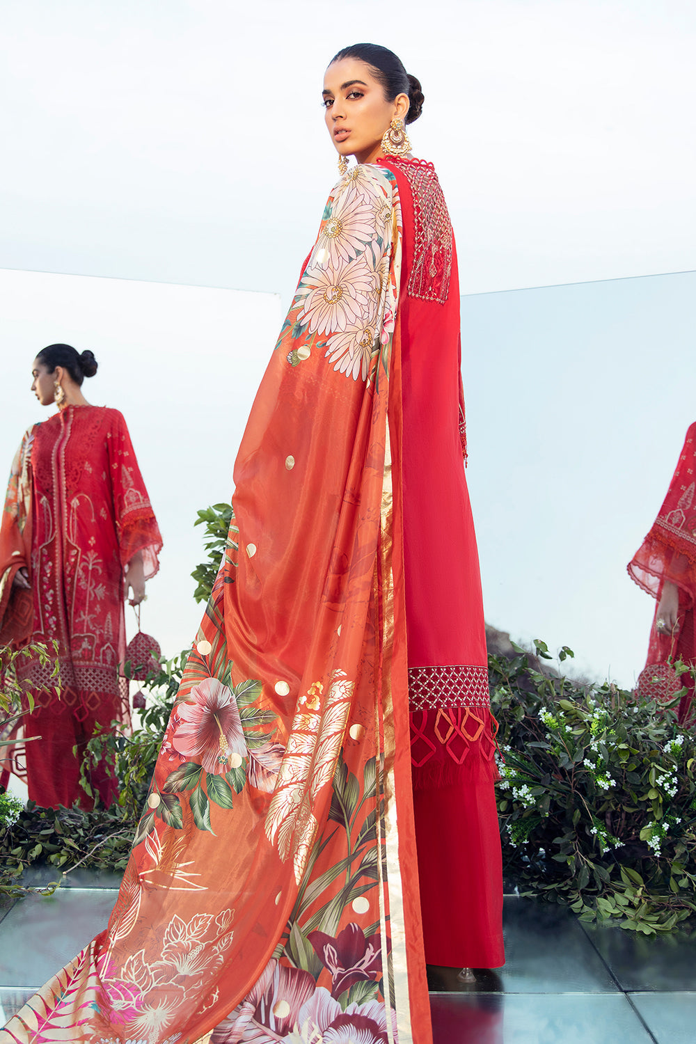 3 PC Unstitched Embroidered Shirt | Foil Dupatta