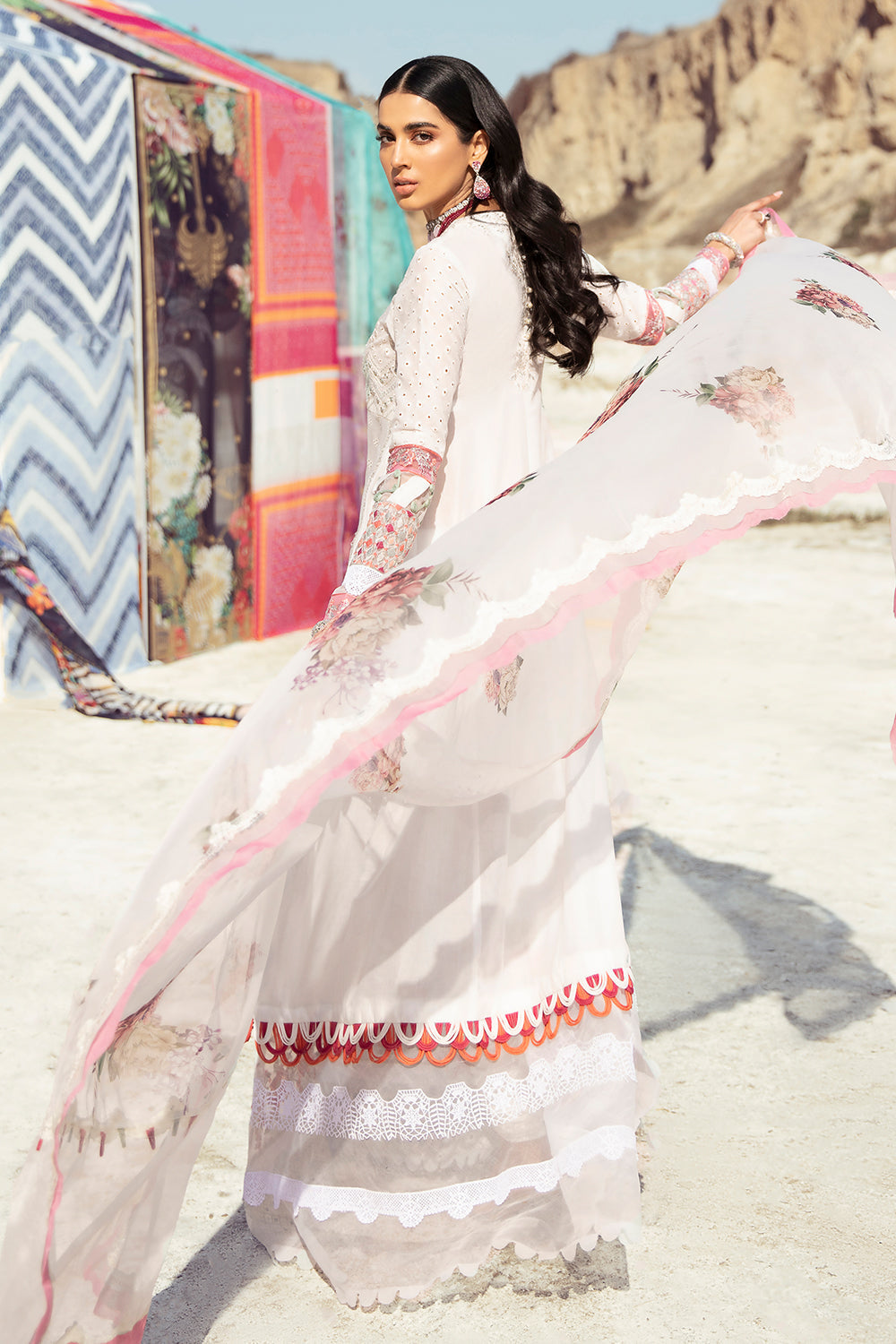 3 PC Unstitched Embroidered Shirt | Embroidered Organza Dupatta