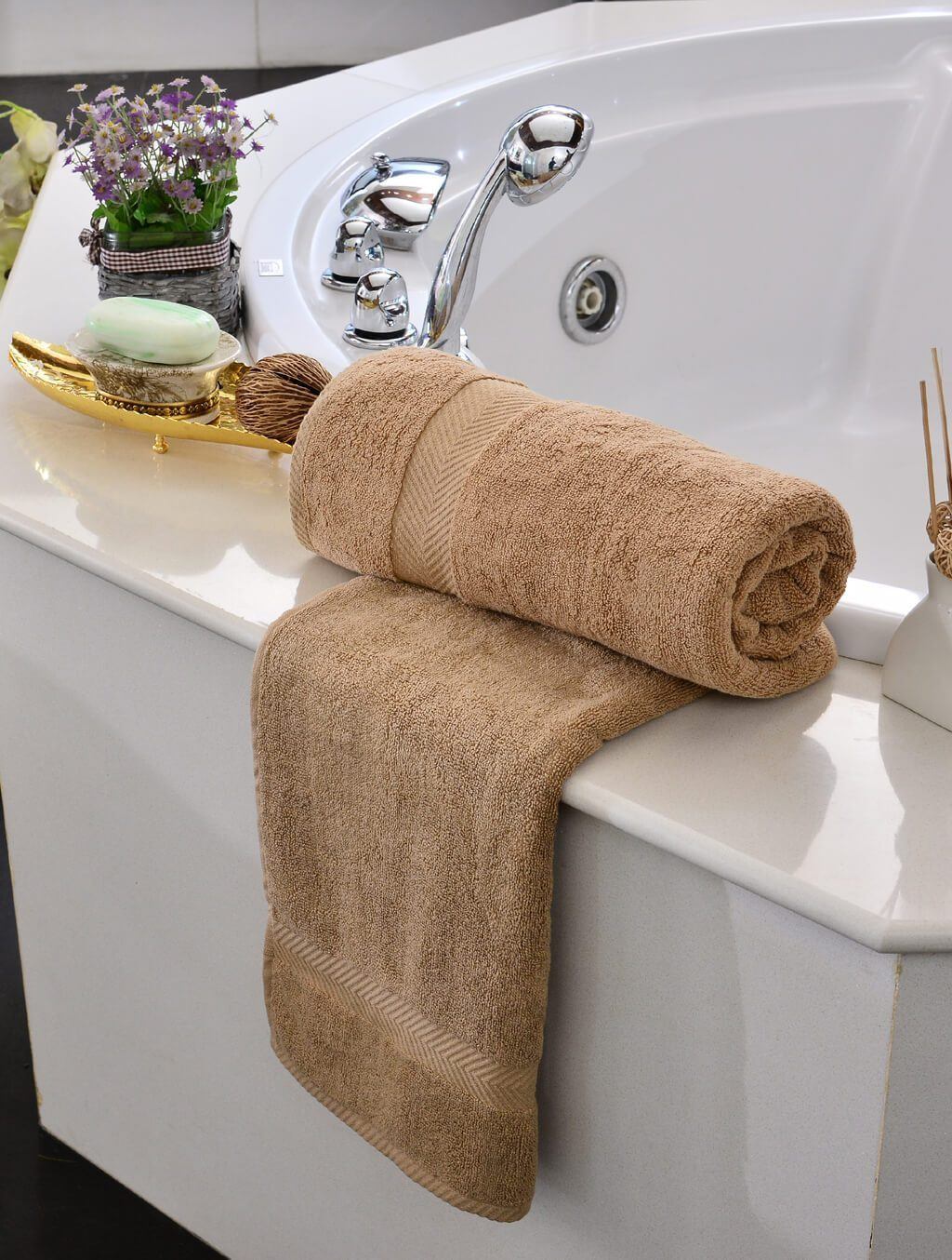 Towels Plain Beige Dyed Towels HOMBATTOW 