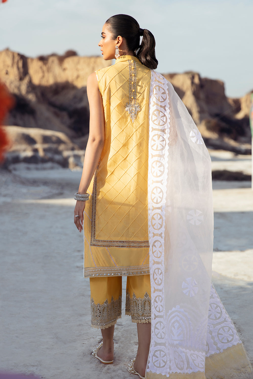 3 PC Unstitched Embroidered Shirt + Organza Ralli Work Dupatta + Dyed Cambric Trouser